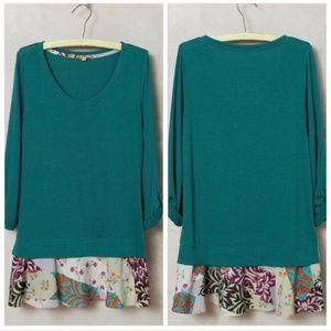 Anthropologie Little Yellow Button swing tee